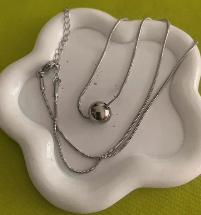 Collier perle en acier inoxydable argenté - photo numéro 6