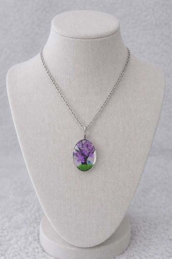 Collier pendentif verre transparent 