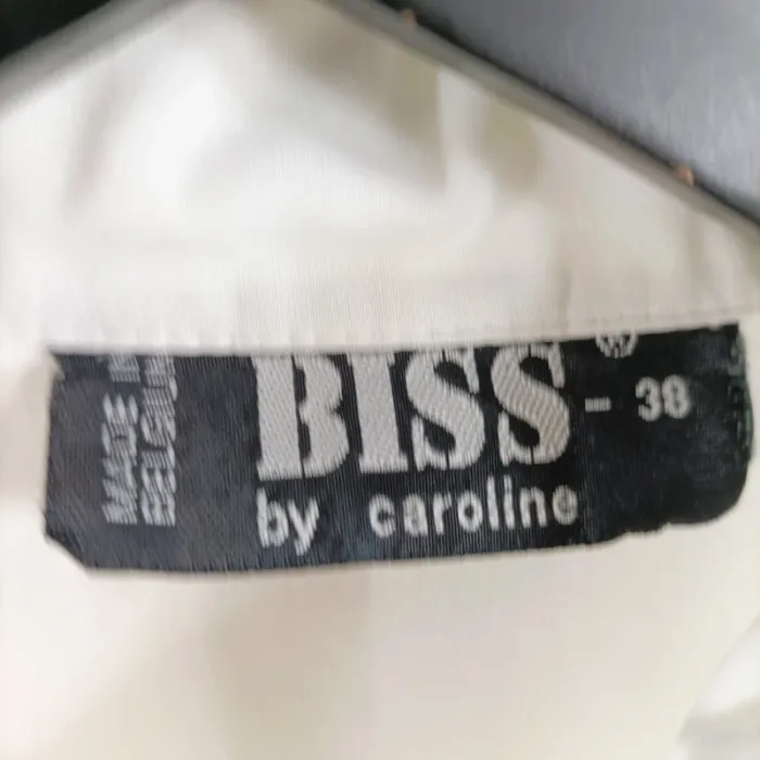 Chemise blanche manches courtes à plis nervurés BISS by Caroline, taille 38 vintage A821 - photo numéro 5