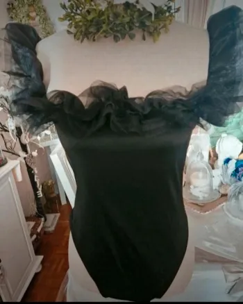 Body noir volanté en tulle Shein Taille L Neuf