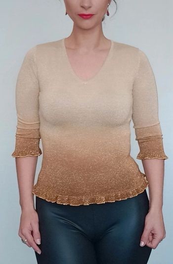 Pull fin doré pailleté