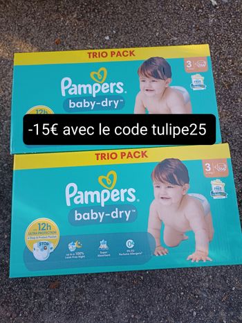 2 cartons couches Pampers baby-dry T3 taille 3 trio pack