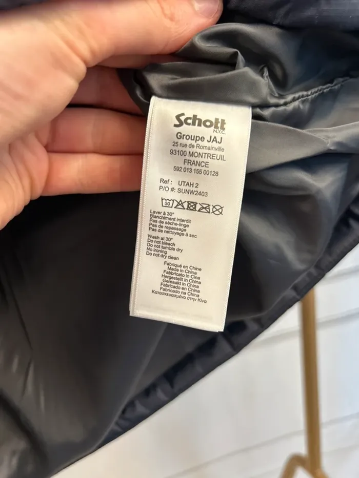 Doudoune Schott Marine T.L neuve - photo numéro 5