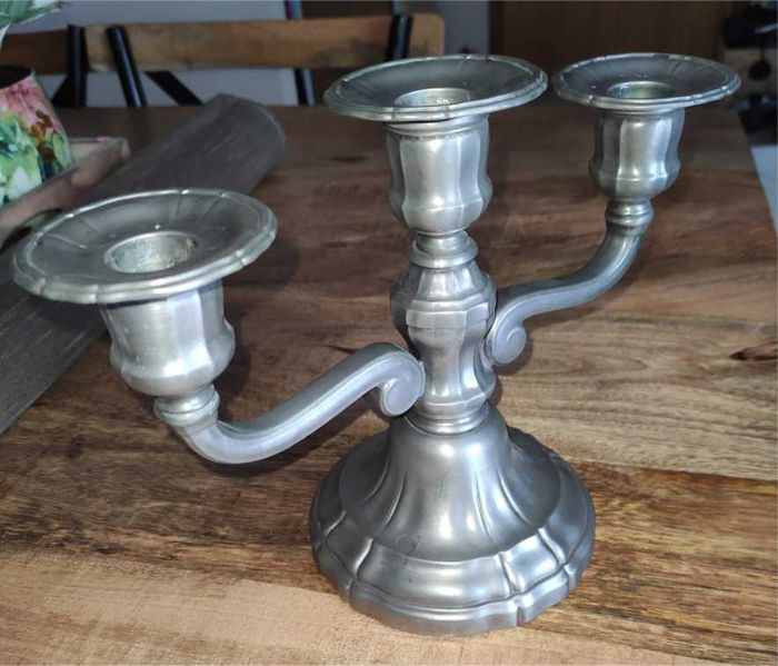 Chandelier étain 3 branches - photo numéro 2