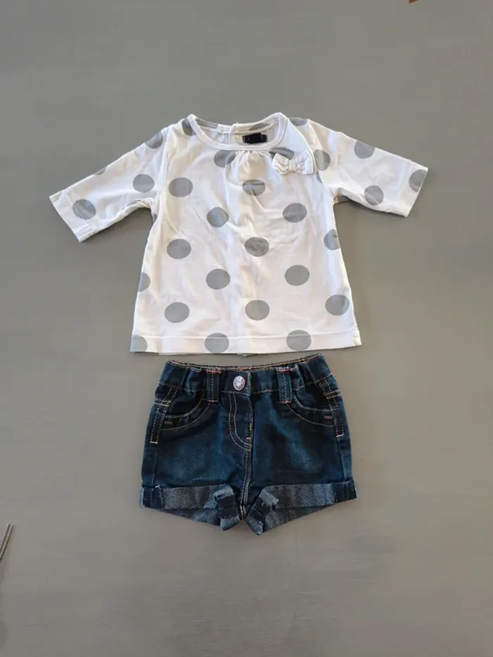 Lot 1 mois 8 pièces (robes, short, gilet, Tee shirt, collant) - photo numéro 4