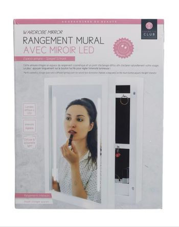 Rangement mural avec miroir led