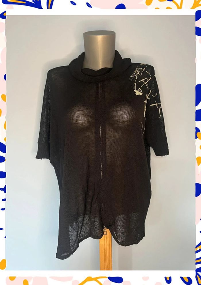 Haut noir partiellement transparent à manches courtes - Taille unique 🌟