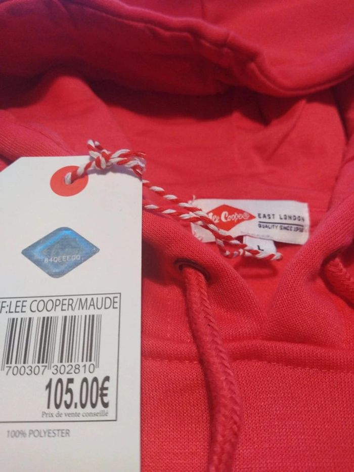 Sweat long a capuche long lee cooper rose taille l - photo numéro 5