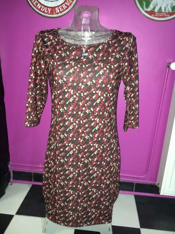 Robe tunique imprimée rouge beige marron in extenso T38 ou M