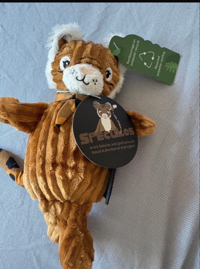 Peluche les deglingos spéculos le tigre avec boite cadeau - photo numéro 2