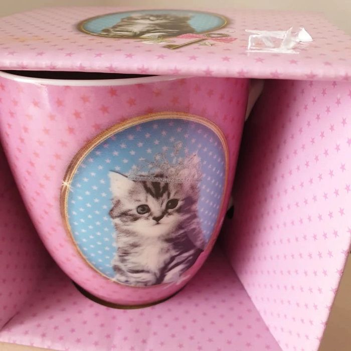 mug motif chat rose bleu oberthur non ouvert