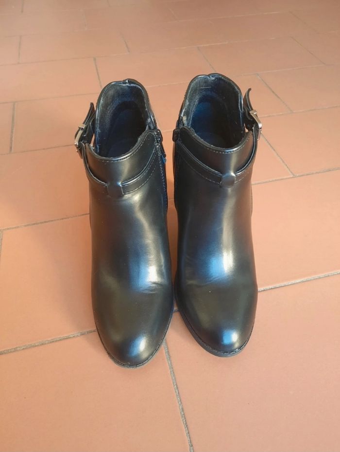 Bottines à talon noires en cuir 36 - photo numéro 2
