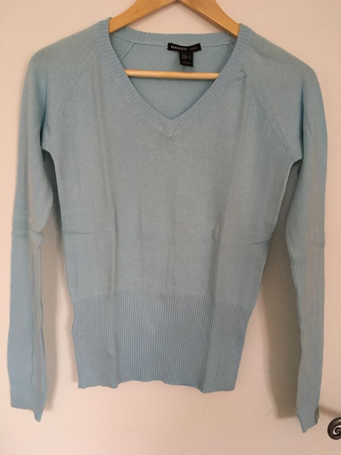 Pull fin bleu ciel