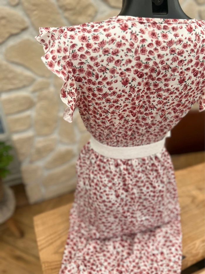 Robe longue taille M 38 shein à fleurs été blanche bordeaux - photo numéro 6