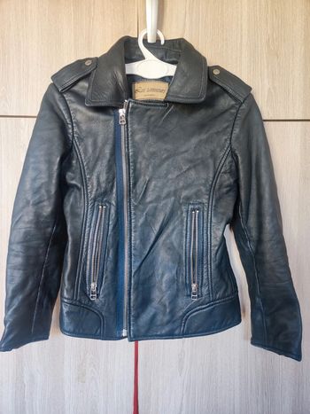 Manteau cuir noir 8 ans Les tanneurs Marrakech