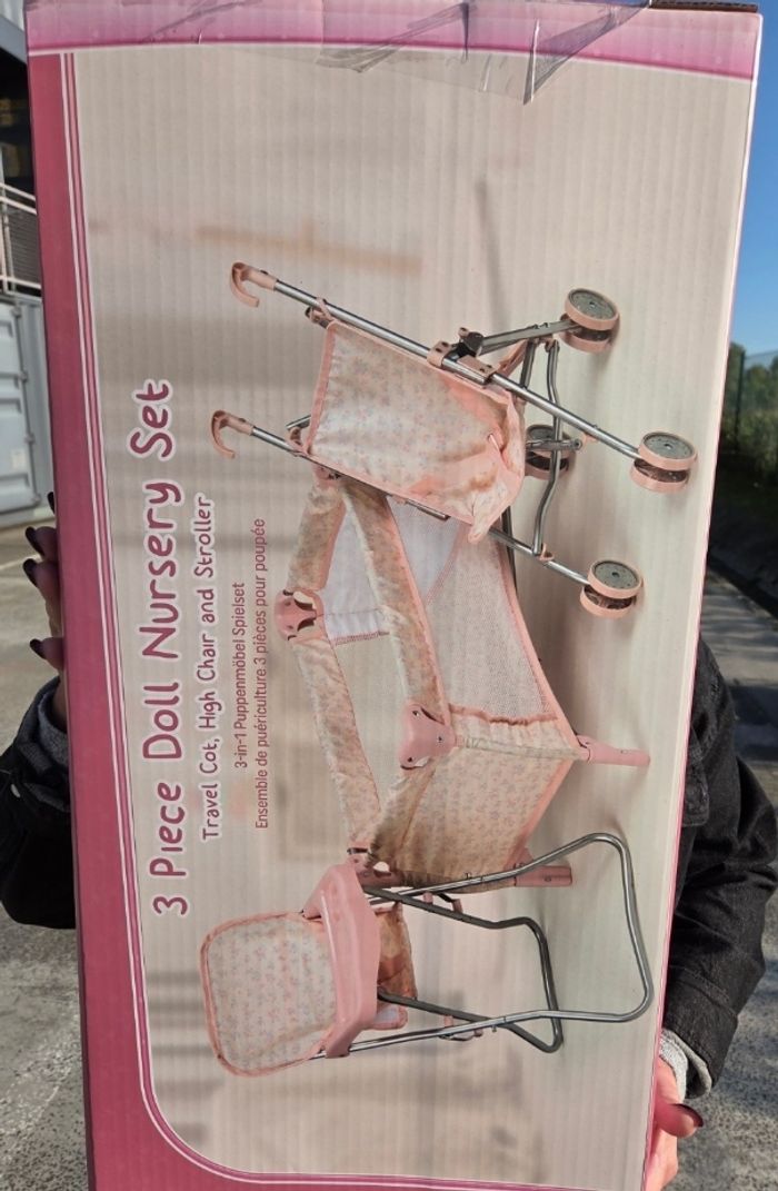 3 x accessoires poupon poussette lit chaise haute - photo numéro 3