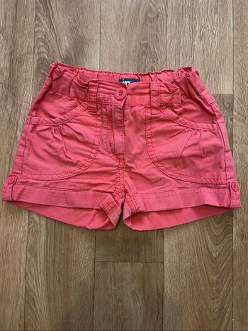 Short en toile rose corail fille 5 ans