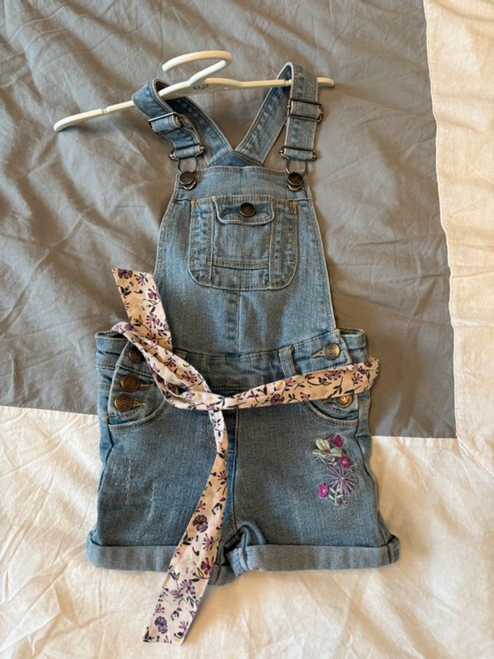 Combishort jeans 3 ans fleurs - photo numéro 3