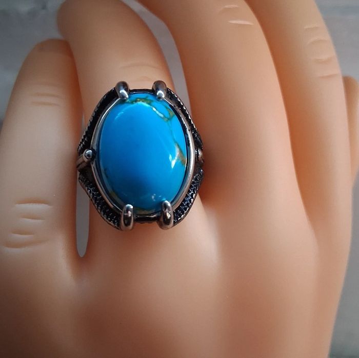 Grosse Bague a Griffes en acier inoxydable + Turquoise Taille 8 = France 57 = 18.1 mm