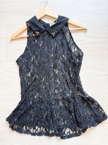 Top peplum noir en dentelle boutique indépendante taille 40 L