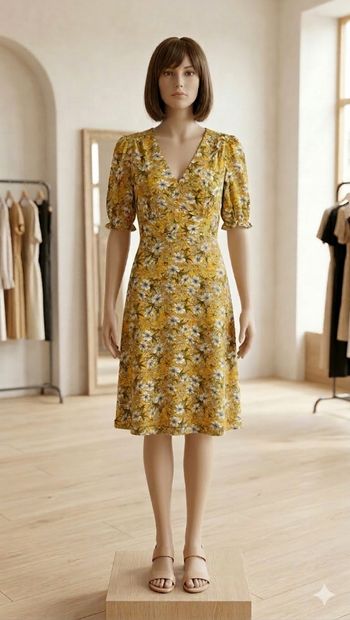Jolie robe fleurie jaune 