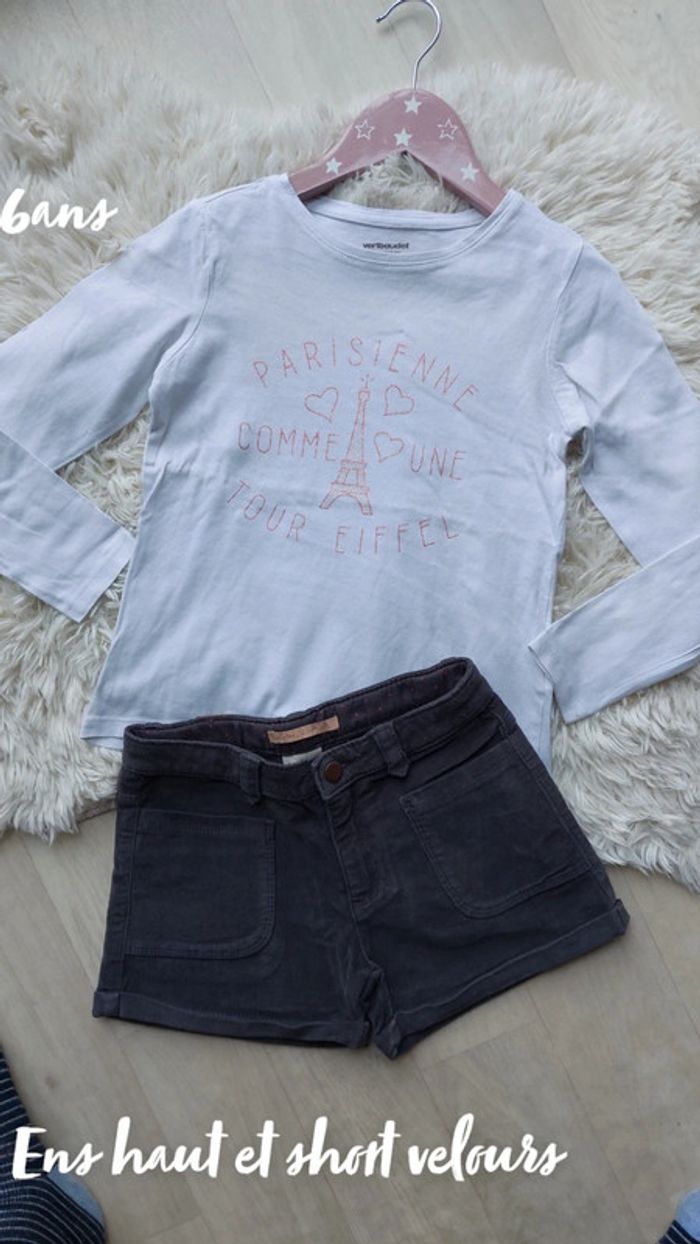 Ensemble t-shirt manches longues et short 6 ans