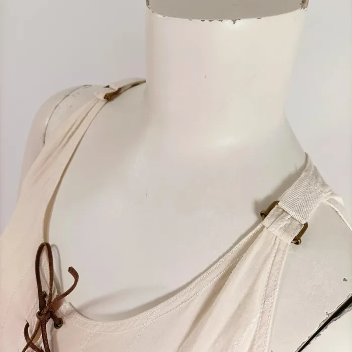 robe asymétrique IKKS beige et blanche empiècement bohème bretelles réglables taille 36 A313 - photo numéro 5