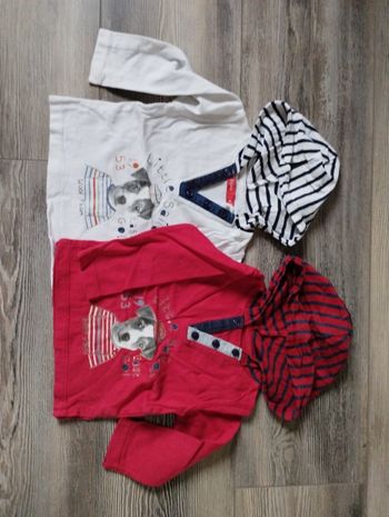 Lot de 2 t-shirts manches longues avec capuche
