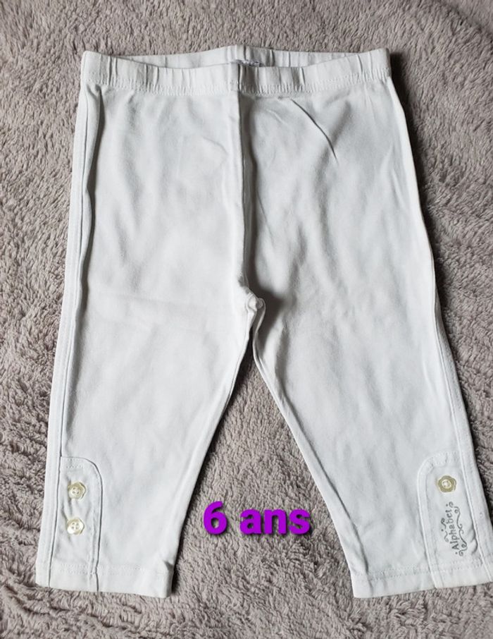 Legging court blanc taille 6 ans