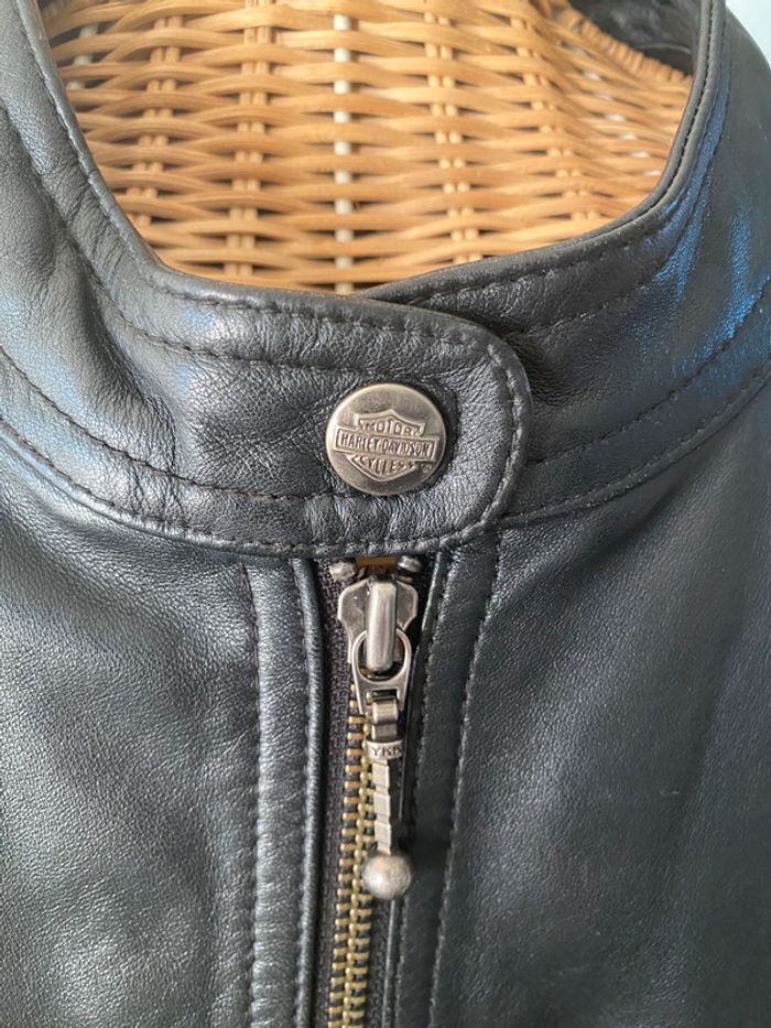 Blouson Harley Davidson en cuir noit taille S - photo numéro 5