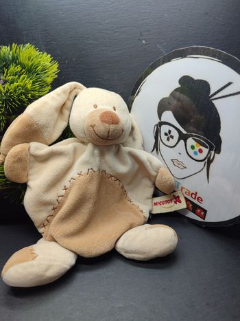 doudou plat chien lapin bastien nicotoy beige marron croix ancien Vintage Avion