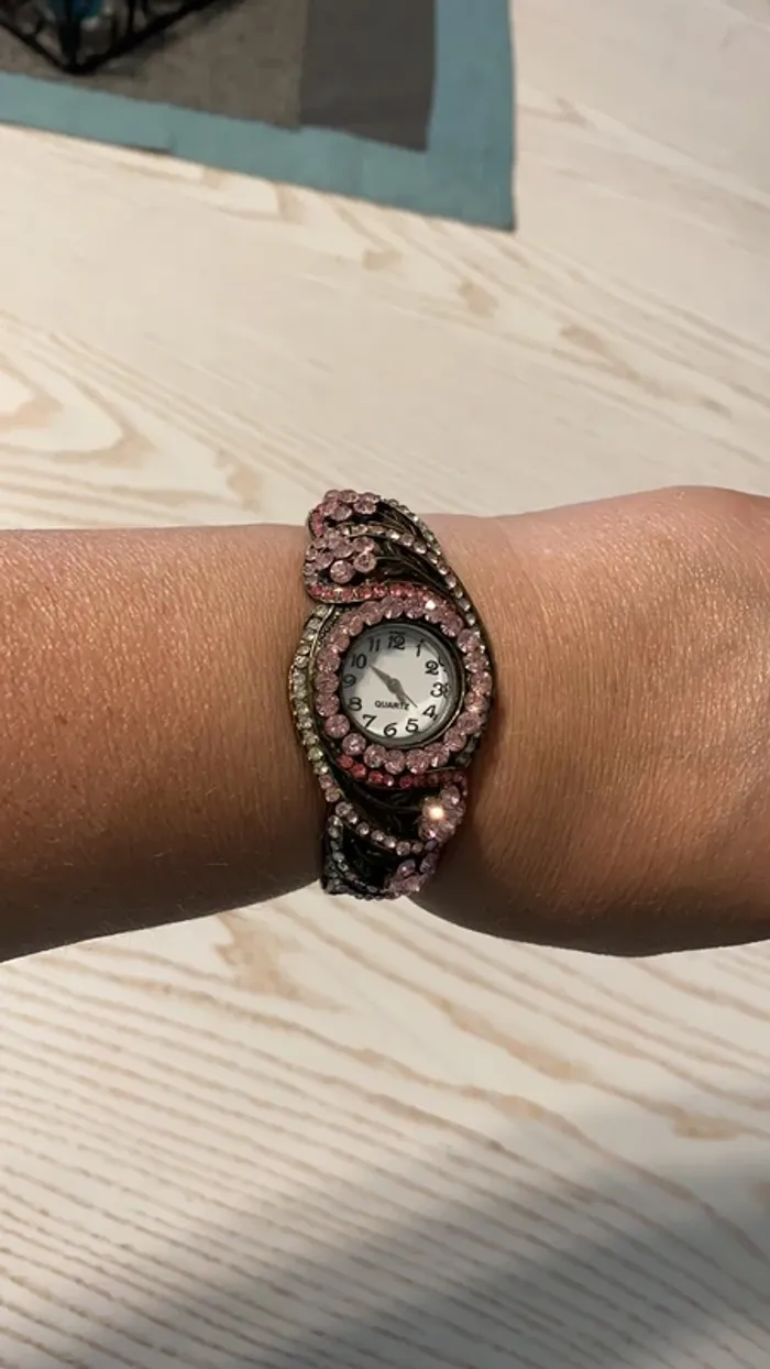 montre strass rose