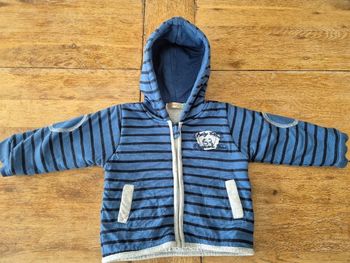 Sweat zipper à capuche bleu gris 9 mois babybol