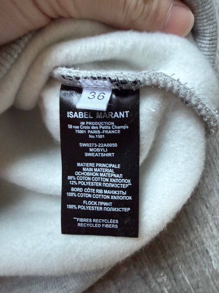 Sweat Isabel Marant Étoile gris logo noir taille 36 - photo numéro 3
