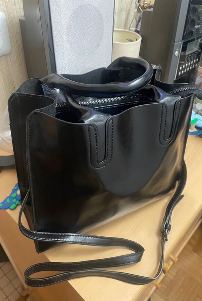 Sac Fourre Vintage noir En Cuir Synthétique - photo numéro 3