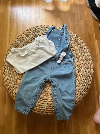 Ensemble Obaibi Salopette jean haut 81cm 18 mois