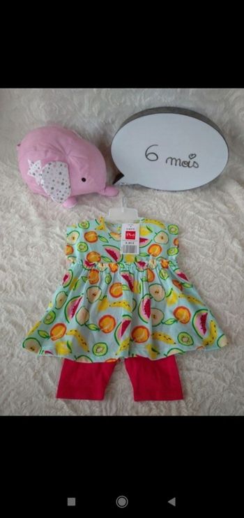 Ensemble été (tunique manches courtes + legging) Fille 6 mois Fruits