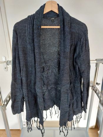 Gilet bleu à franges