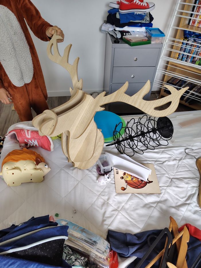 Tête cerf bois - photo numéro 2