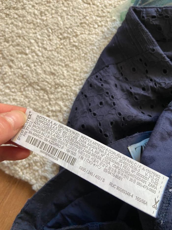 Pantalon léger bleu marine style patchwork Zara Taille S - photo numéro 4