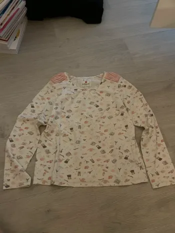 T-shirt manche longue dessin scolaire Cyrillus 10 ans fille