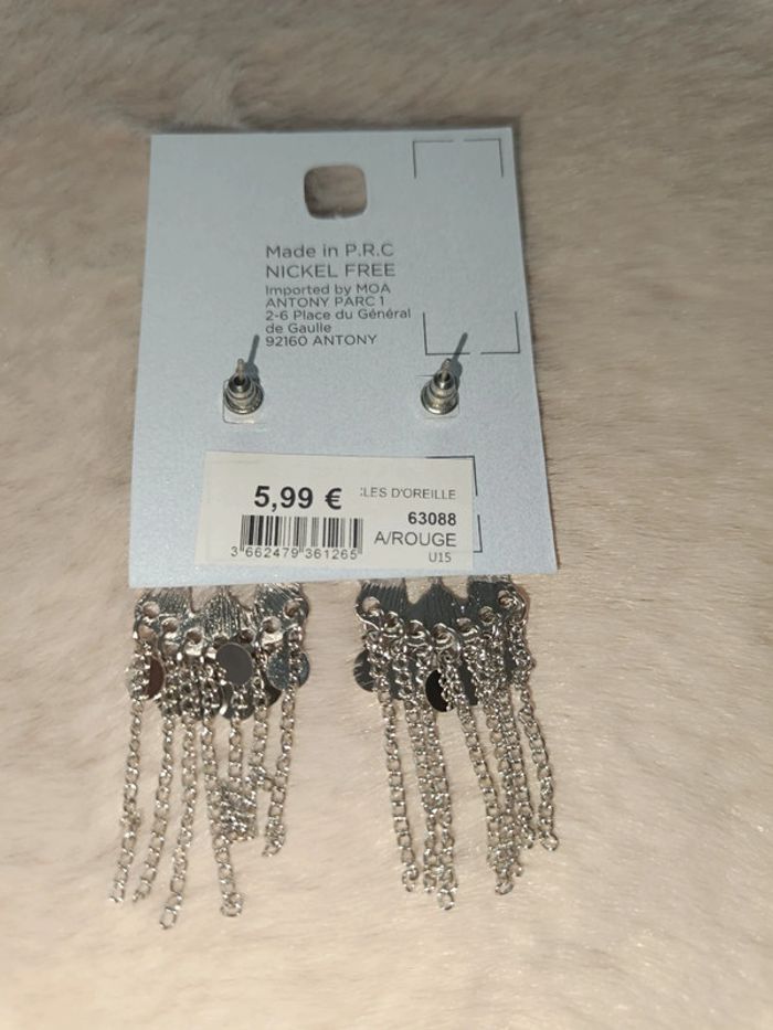 Boucle d'oreille pendante Argenté -Moa - photo numéro 3