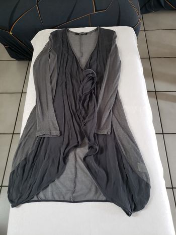 Gilet long fin gris