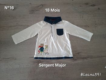 🌷N°16🌷 Polo Longues Manches - Sergent Major - 18 Mois🌷