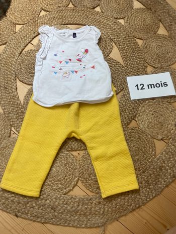 Ensemble pantalon jaune et T-shirt blanc 12 mois sergent Major