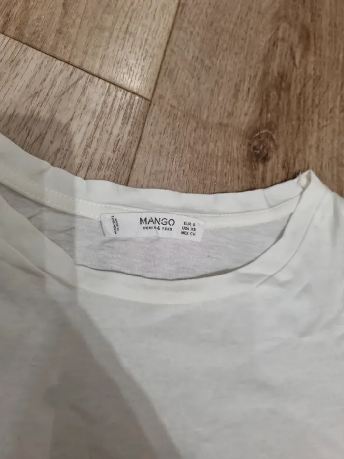 T shirt mango blanc ecriture which noir - photo numéro 3