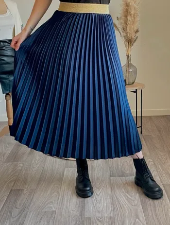 Jupe plissé bleu marine