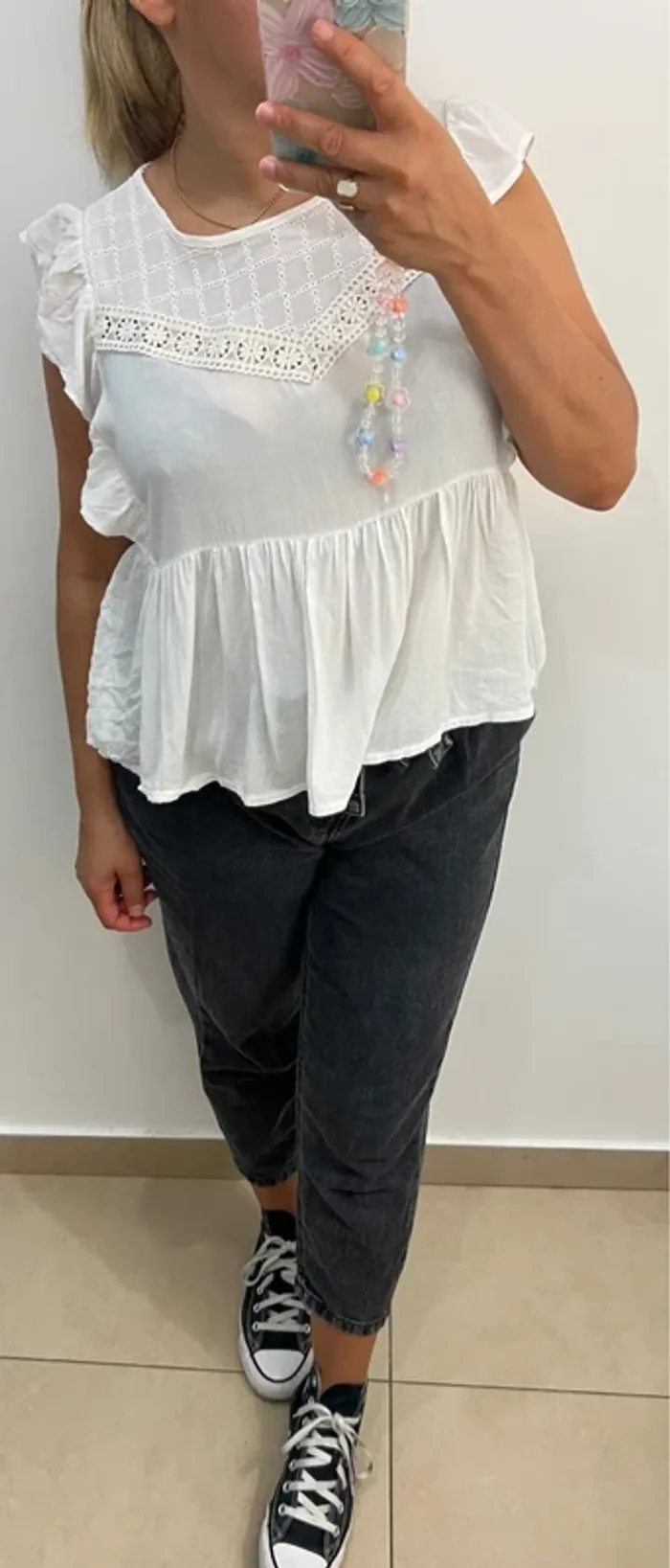 Blouse Blanche Avec Volant - photo numéro 2