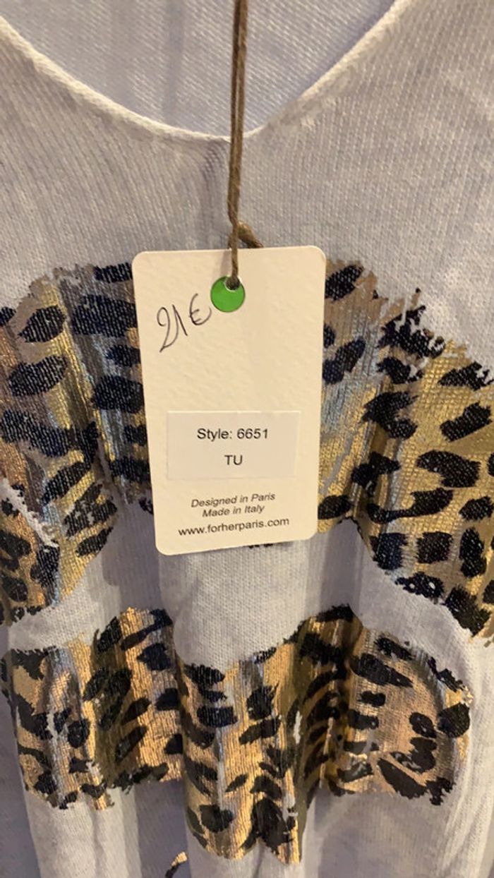 Pull fin gris taille unique motif leopard - photo numéro 4