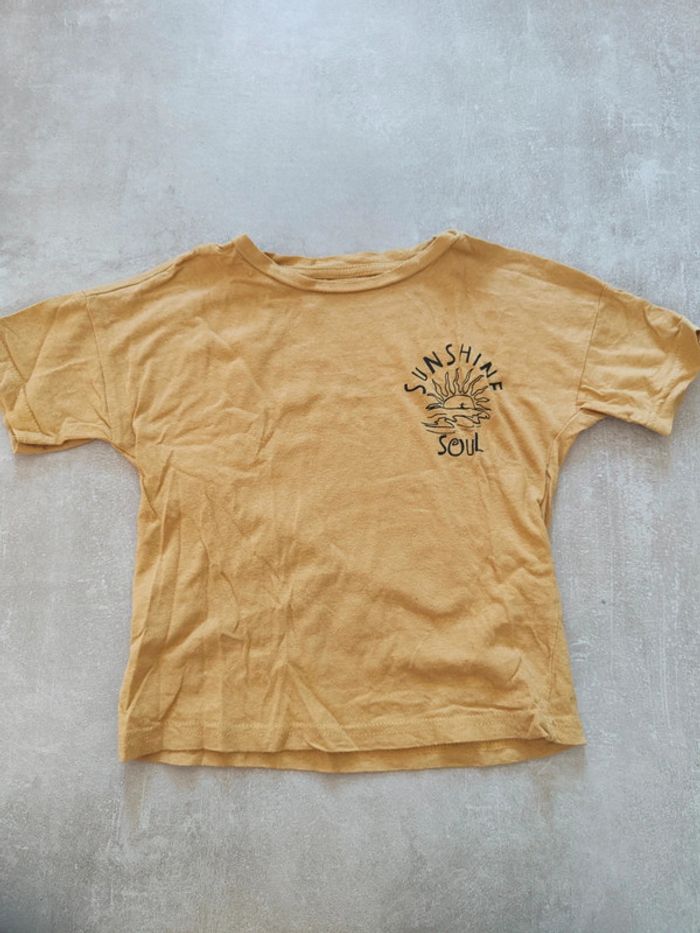 Lot un short tape a l'oeil 4 ans 2 t-shirts Zeeman taille 4 ans beige moutarde marron palmiers - photo numéro 6